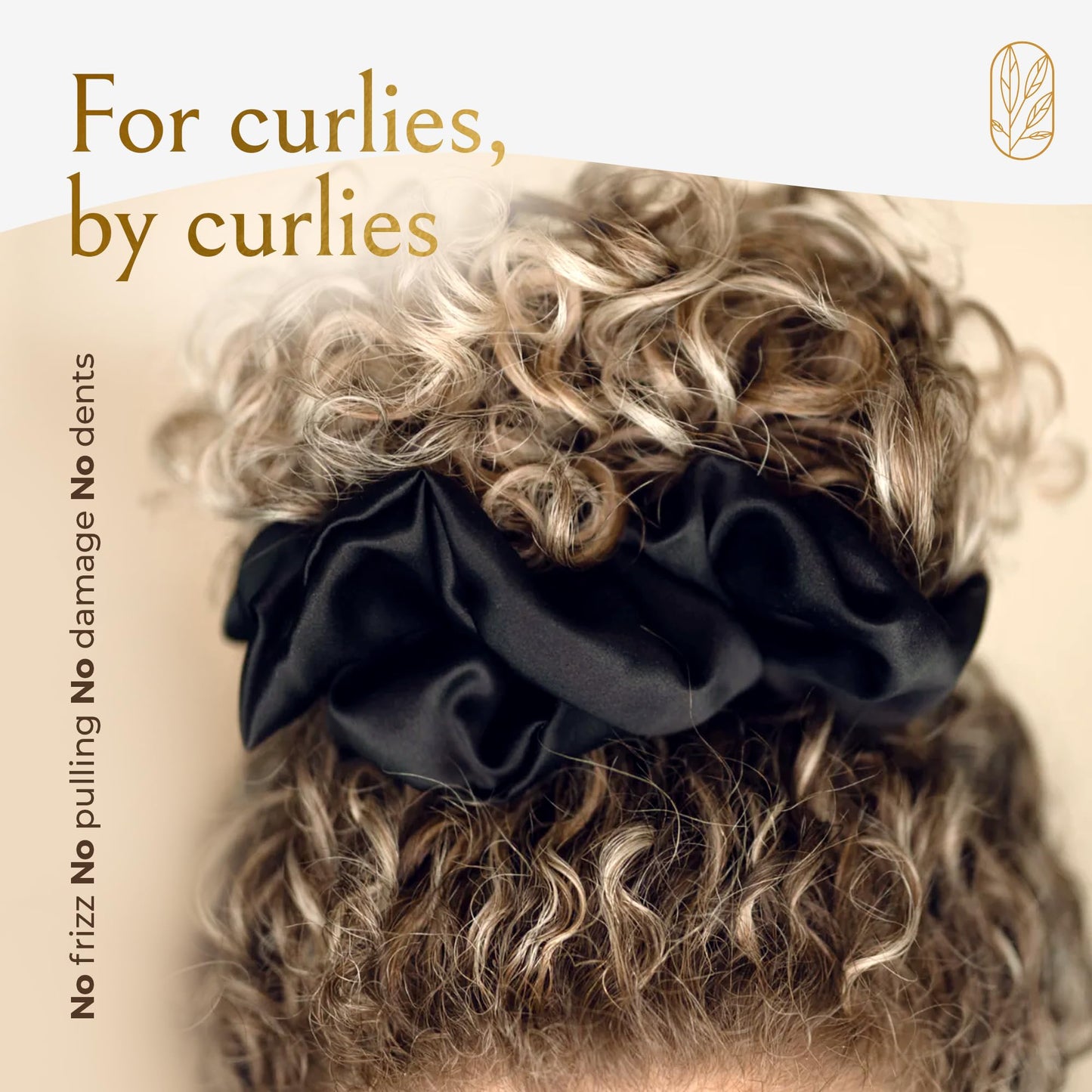 Silk Scrunchies Ponytail Holders – Oversized Mulberry Silk Scrunchies – Extra Large No Damage Hair Ties for Curly, Thick, and Thin - Hair Accessories for Women – Black & White, XL By Curlfriend