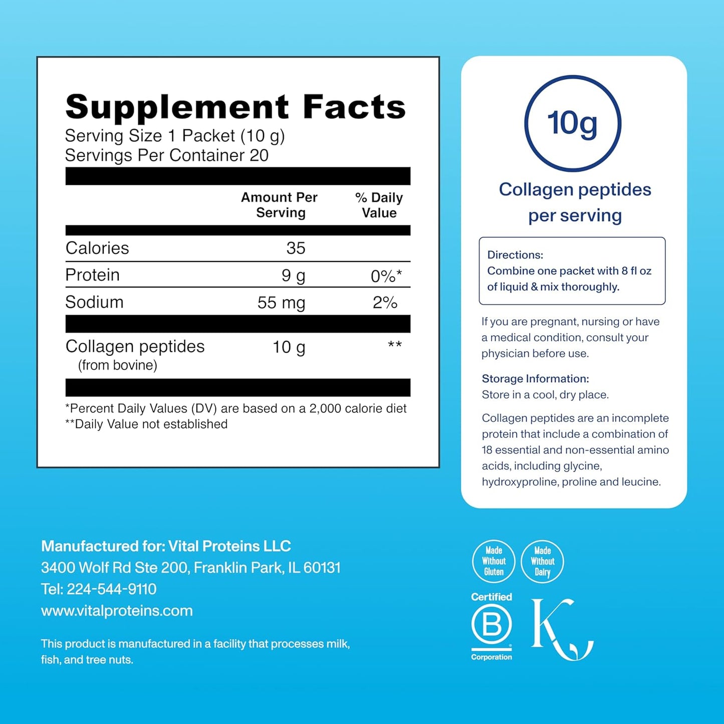 Vital Proteins Collagen Peptides Powder | Hydrolyzed Collagen Travel Pack - 20 Individual Packets