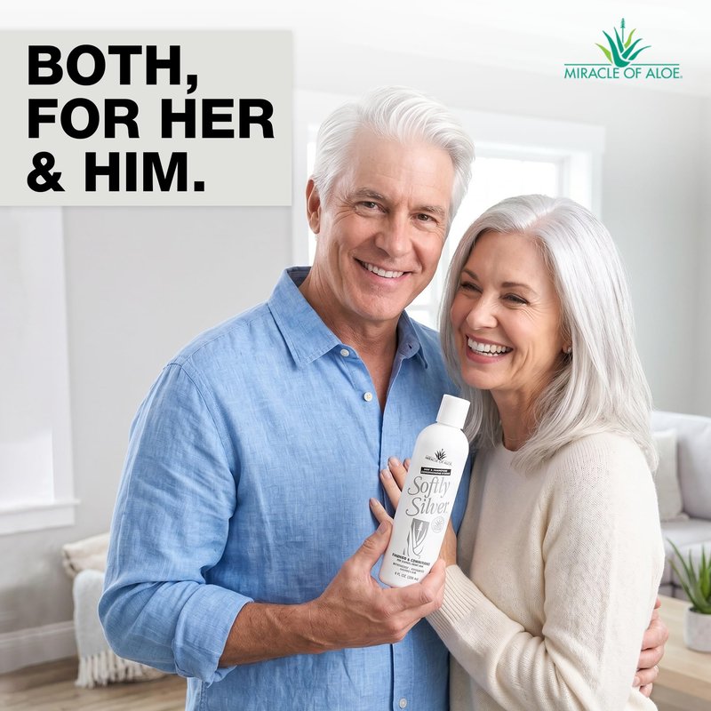 Softly Silver Shampoo Improved Conditioning formula for Gray Hair, 2 in 1 Purple Restorative Hair Wash for Mature Hair, Adds Luster, Bounce & Body, with Panthenol and 20% Pure UltraAloe