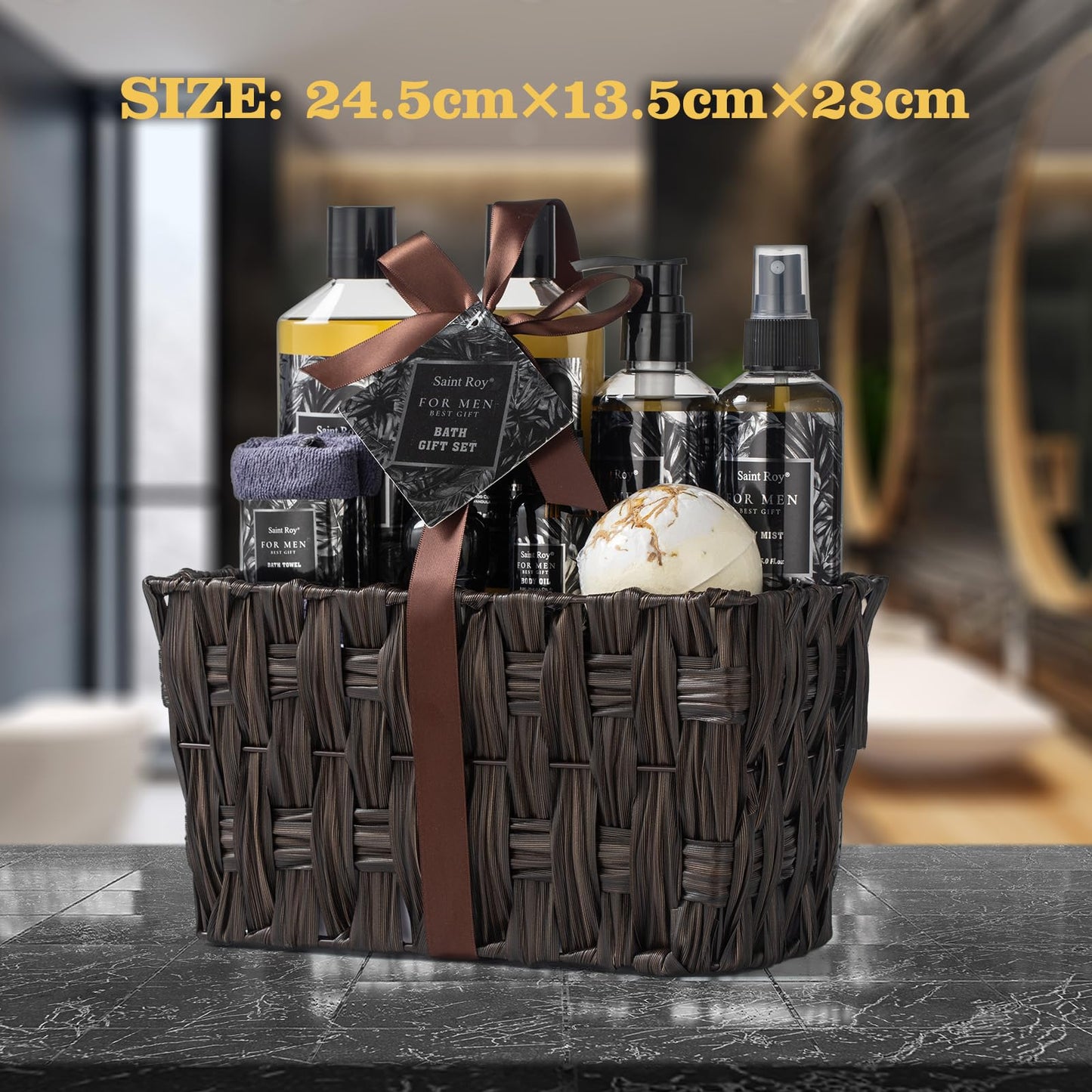 Fathers Bath and Body Gift Set, Birthday Gifts for Men Basket Spa Gift Set