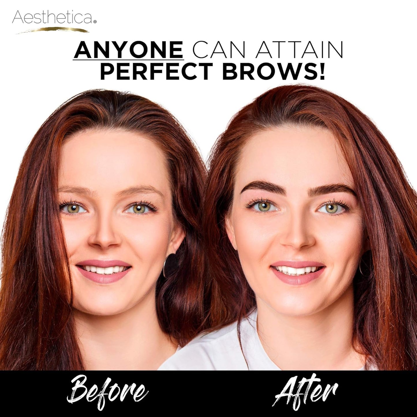 Aesthetica Brow Contour Kit - 16-Piece Eyebrow Makeup Palette with Powders, Stencils & Tools | Perfect Birthday Gift for Her