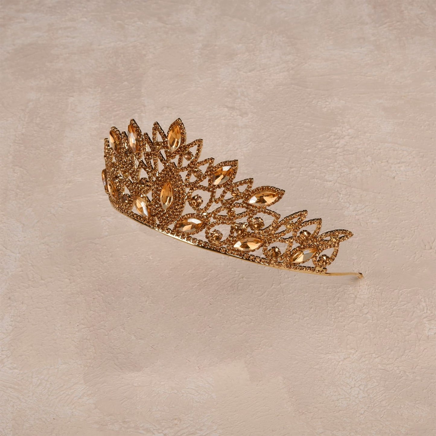 LIMELIA Women's Tiara - Crown for Henna Wedding Party | Glitter Hair Accessories for Bridal Birthday Pageant Prom Halloween Cos-play Costume Christmas Party| Traditional Crystal - Honey