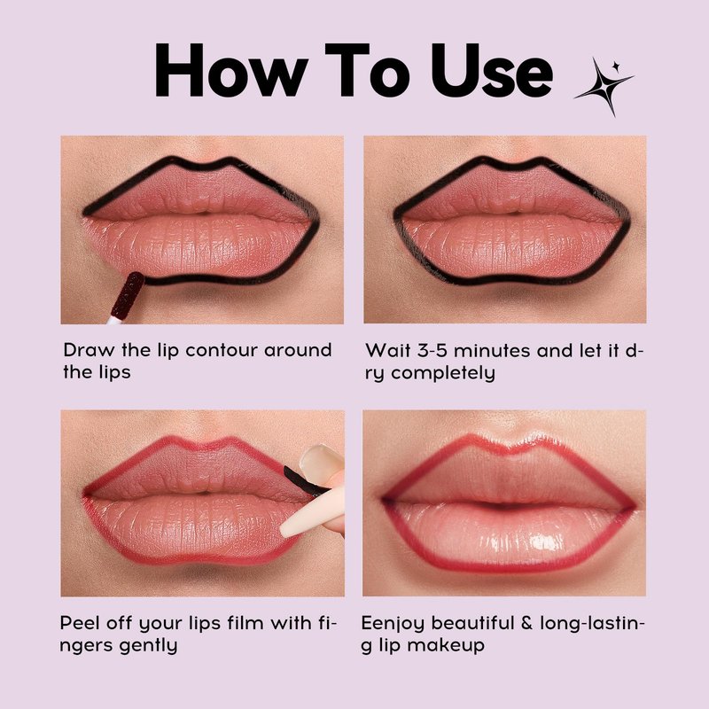 MLSMILE 4 PCS Peel Off Lip Liner Set, Lip Liner Stay, Matte Pink Lip gloss Stain, Long Lasting Peel Off Lip Stain Tattoo, Proof Lipstain Nude Non-Fading Lip Gloss Tint