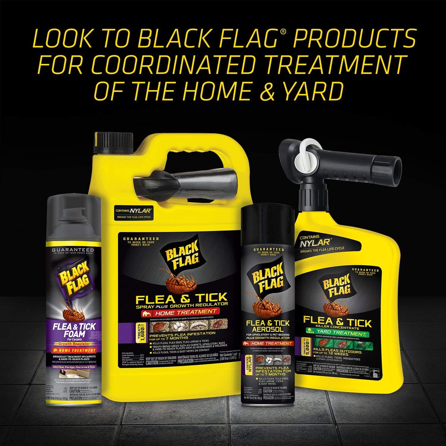Black Flag Flea and Tick Killer Concentrate Yard Treatment, 32 Ounces, Ready To Spray, Quickflip Hose End Sprayer