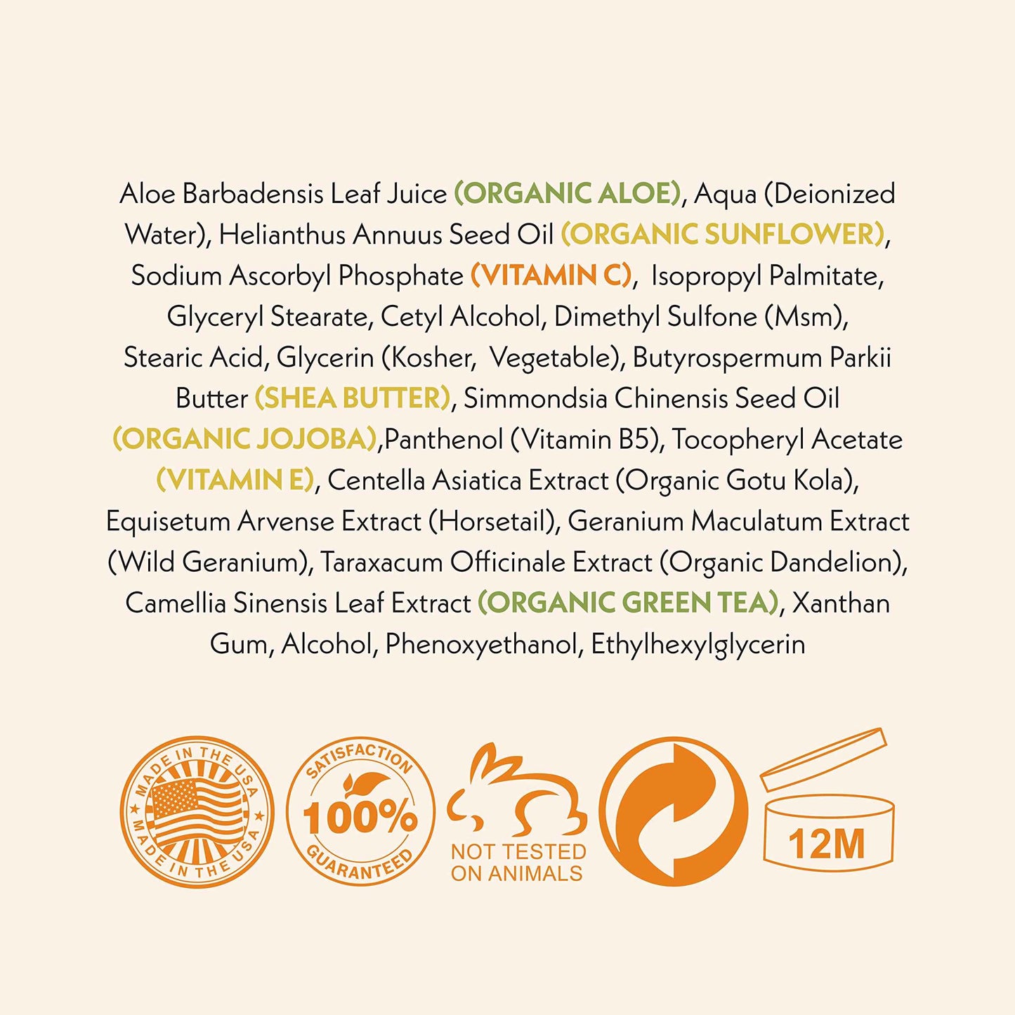 Eve Hansen Vitamin C Face Moisturizer - Lightweight Hydrating Cream with Vitamin B, Green Tea, Jojoba Oil - Cruelty-Free & Natural Ingredients - 4 oz