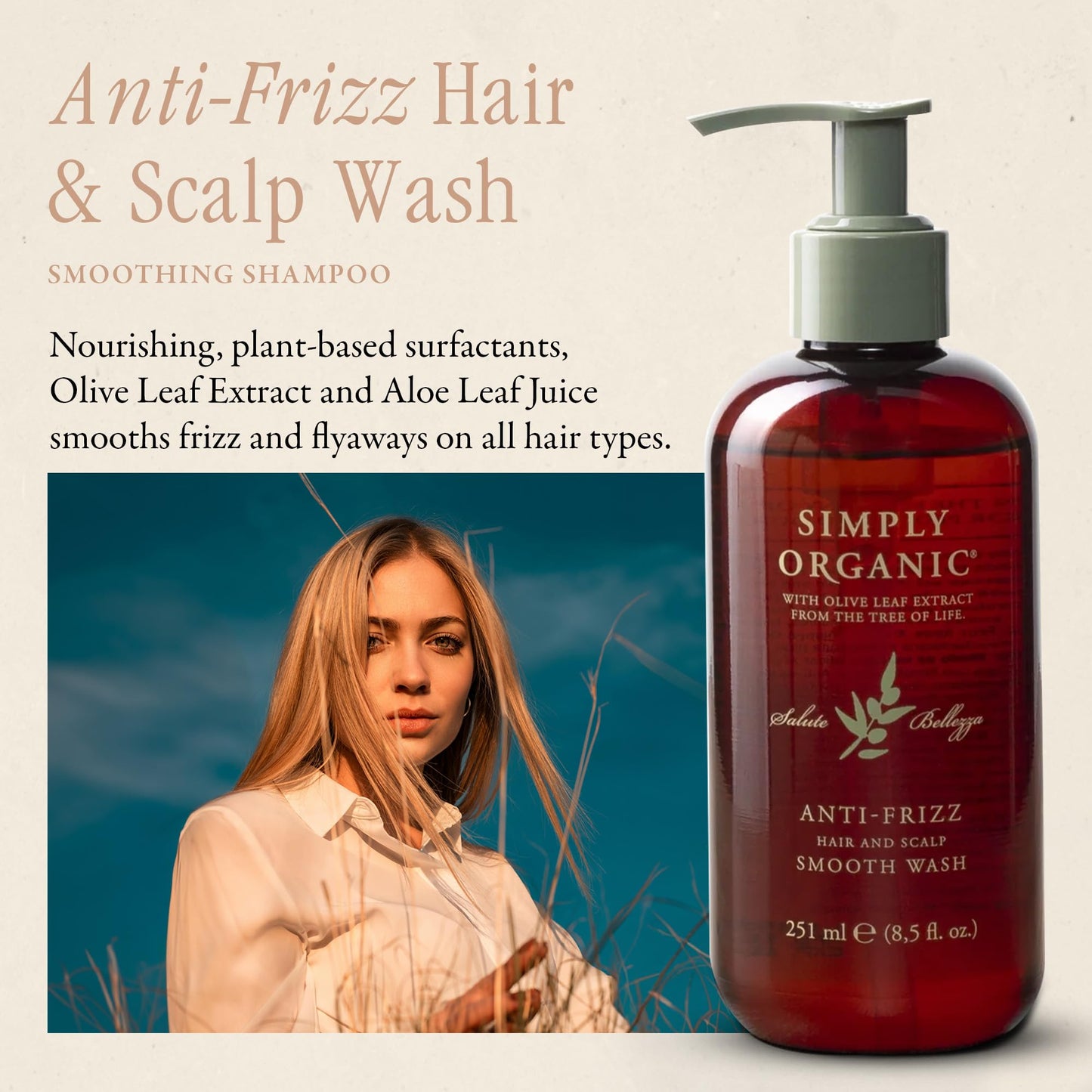 Hair & Scalp Wash Shampoo Made in Italy, All Natural Cruelty Free Hair Care for Women & Men with Organic Sage, Lime, Wildflowers & Olive Leaf Extract, 251ml/8.5floz, EVERYDAY