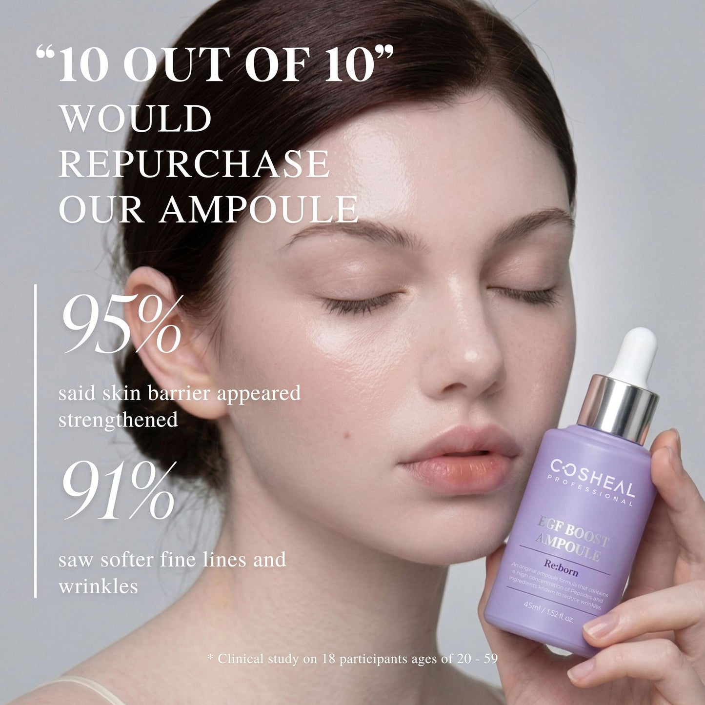 COSHEAL EGF Boost Ampoule 1.52 fl oz, Skin-Firming Anti-Aging Serum with Peptide & Amino Acid Complex, Boosts Elasticity & Fibroblast Activity, Wrinkle Care, Korean Skin care