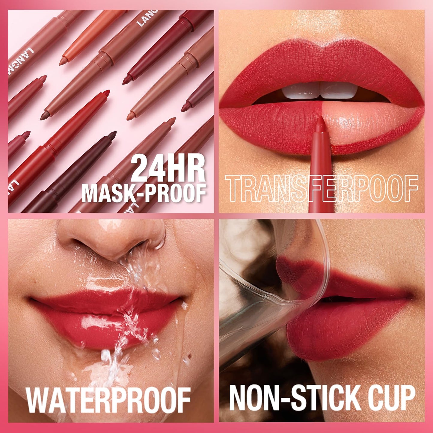 LANGMANNI 12 Colors Sculpting Matte Velvet Lip Liner Set,Smooth Creamy Texture,Waterproof And High Pigmented For Women Daily Application Lip Makeup