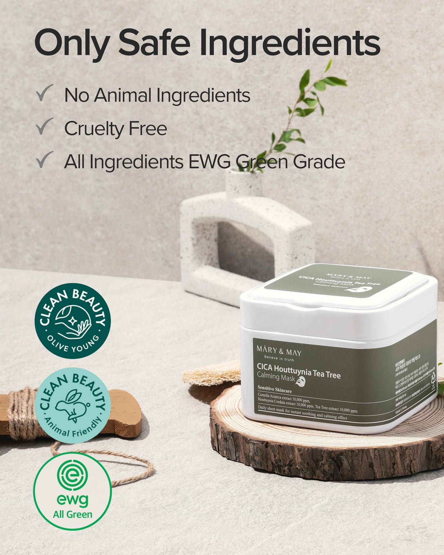 Mary&May CICA Houttuynia Tea Tree Calming Mask - Daily Pull Out Sheet Mask for Instant Soothing & Moisturizing - Korean Skincare, Hypoallergenic and Cruelty-Free, 30 Sheets