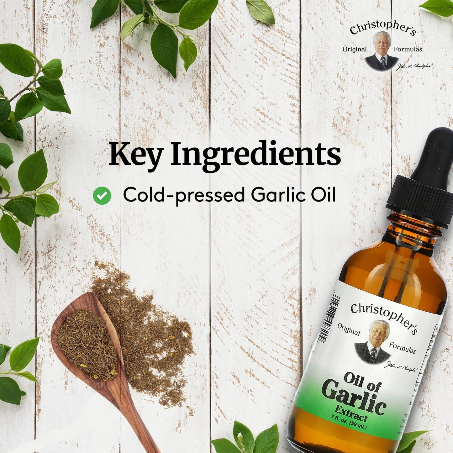 Christopher's Original Formulas Oil of Garlic Extract 2 Ounces - Pack of 2 - Premium Herbal Supplement - Cold-Pressed & Pure Liquid Garlic Oil | Versatile Use