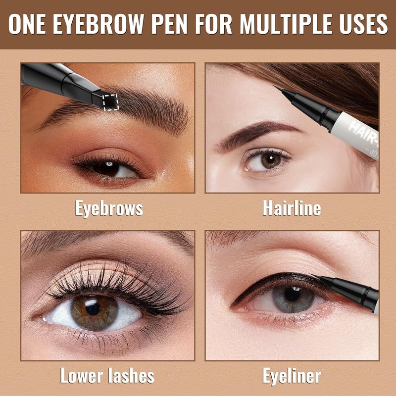 iMethod Eyebrow Pen - 2-in-1 Dual-Ended Microblading Pencil for Women | Long-Lasting Waterproof Dark Brown