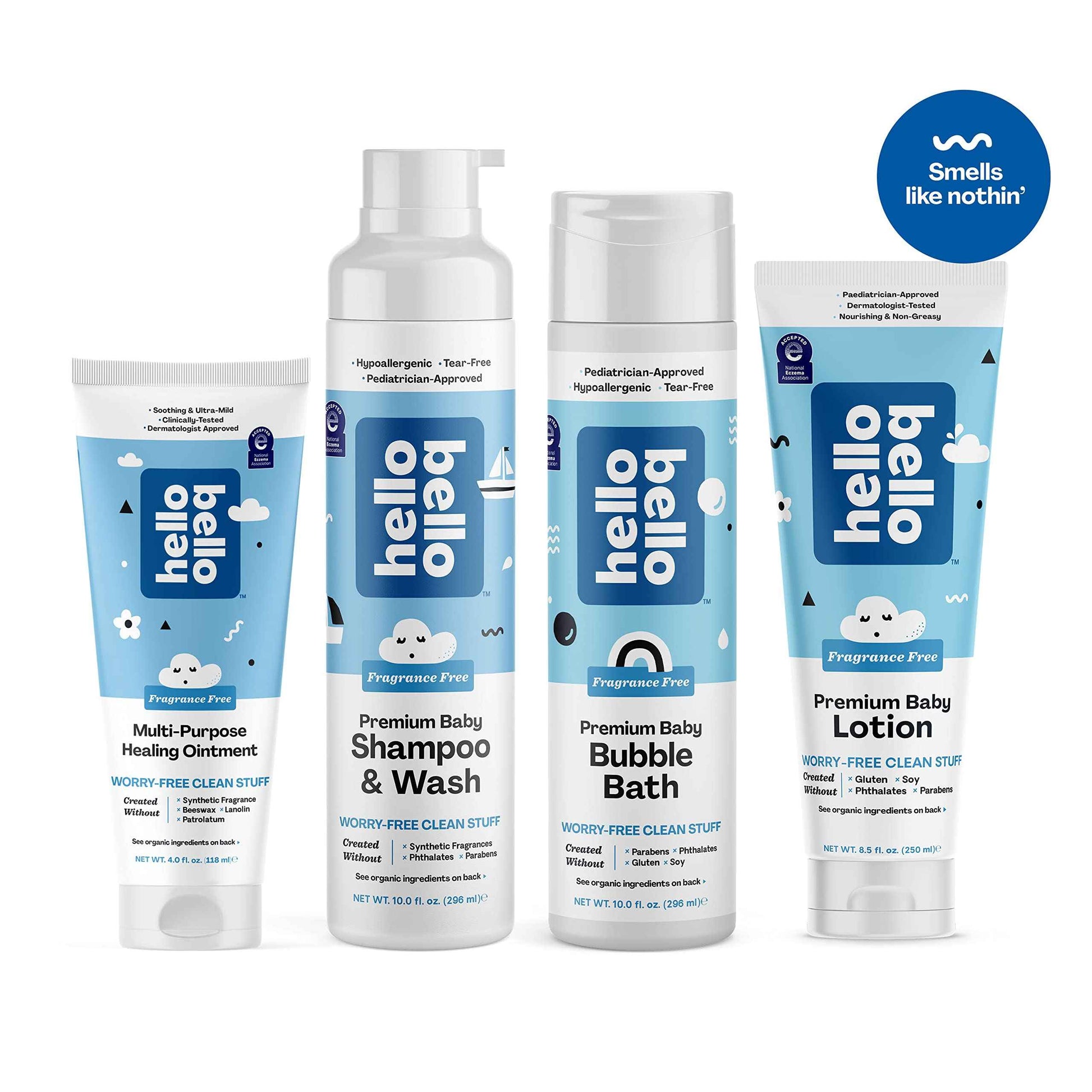 Hello Bello Fragrance Free Everywhere Balm | Dermatologist-Tested, Hypoallergenic, Soothing & Ultra-Mild on Sensitive Skin, Plant-Derived & Certified Organic Ingredients for Babies and Kids | 4 Fl Oz