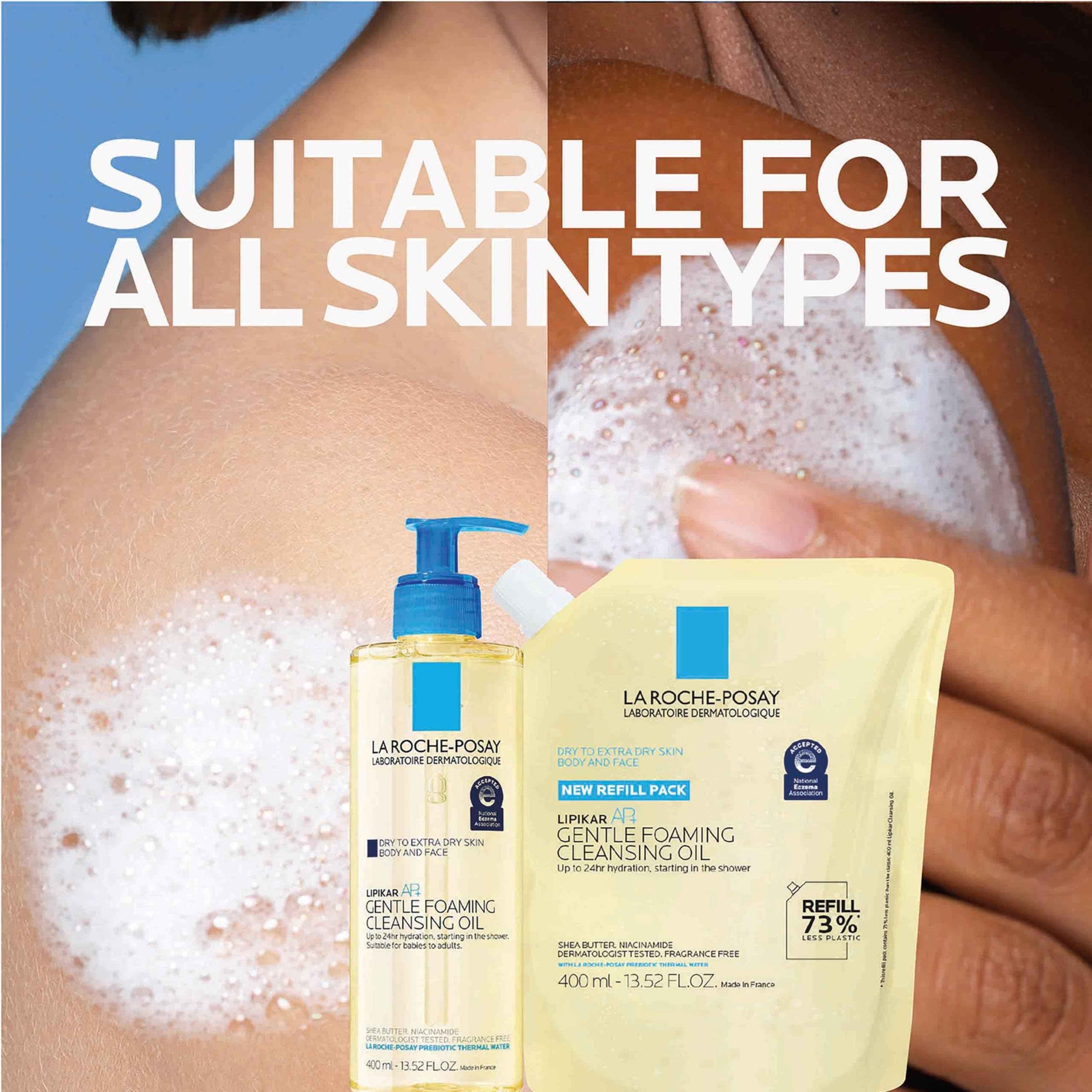 La Roche-Posay Lipikar AP+ Gentle Foaming Cleansing Oil, Gentle Oil Cleanser for Face and Body Formulated with Niacinamide, Long-Lasting 24-hour Hydration, Fragrance-Free & Soap Free
