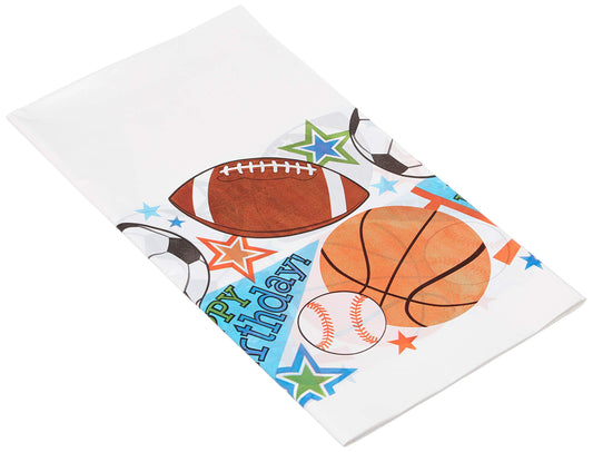 Ultimate Sports-Themed Plastic Table Covers - 54" x 84" (1 Piece) - Spill-Proof, Premium Quality- Ideal for Game Day Parties & Celebrations