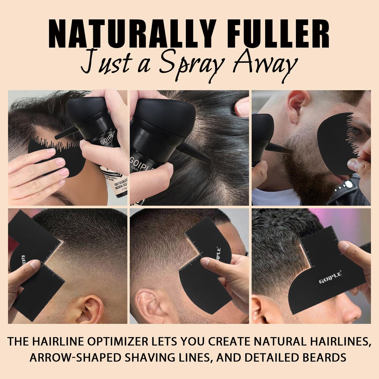 Hair Thickening Fibers&Pump Applicator Set Professional Hair Styling Set- Hair Fibers Barber Enhancement Spray for Mens Hair&Beard- Hairline Enhancer & Volumizing Spray Barber Enhancement Card(Black)