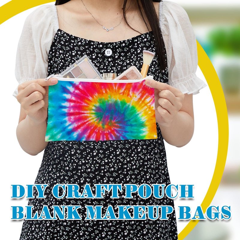 Sanwuta 20 Pcs Cotton Makeup Bags for Tie Dying Items Things to Tie Dye Blank Pure Cotton Pencil Case Cosmetic Bags for Large Groups Dye Party Project(12.5X 7'')