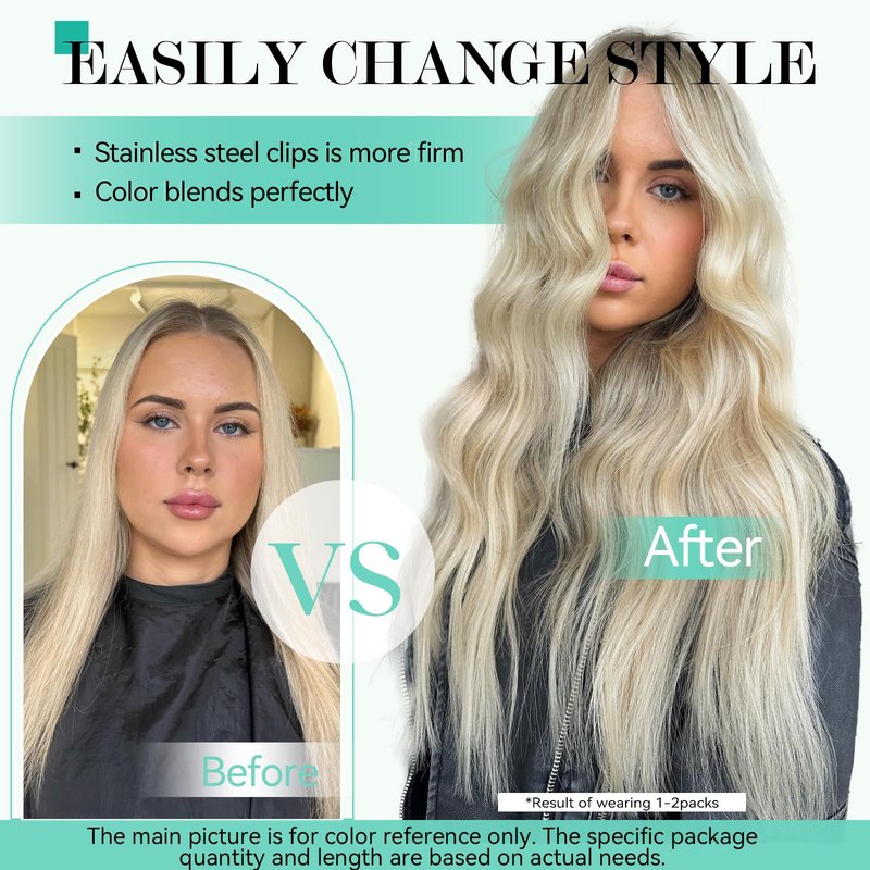Ukira Ash Blonde Hair Extensions Clip in Real Human Hair, 12 Inch 75g 7pcs 18/613 Mixed Bleach Blonde Clip in Hair Extensions Real Human Hair, Natural Straight Remy Human Hair Clip ins for Women
