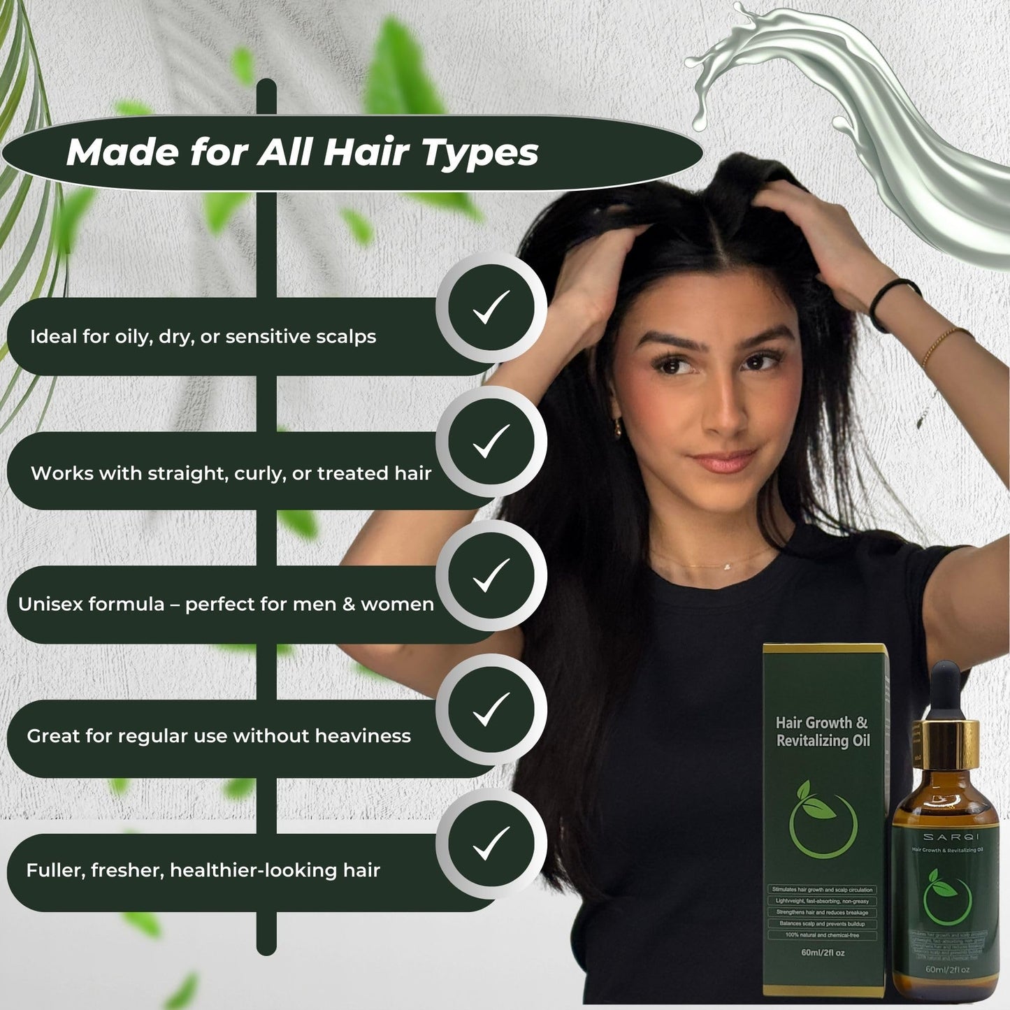 Hair growth Oil 100% Natural Lightweight Serum with Jojoba, Fractionated Coconut, Grapeseed, Argan, Vitamin E, Rosemary, Peppermint, Lavender, for Nourished Hair growth & Scalp Health