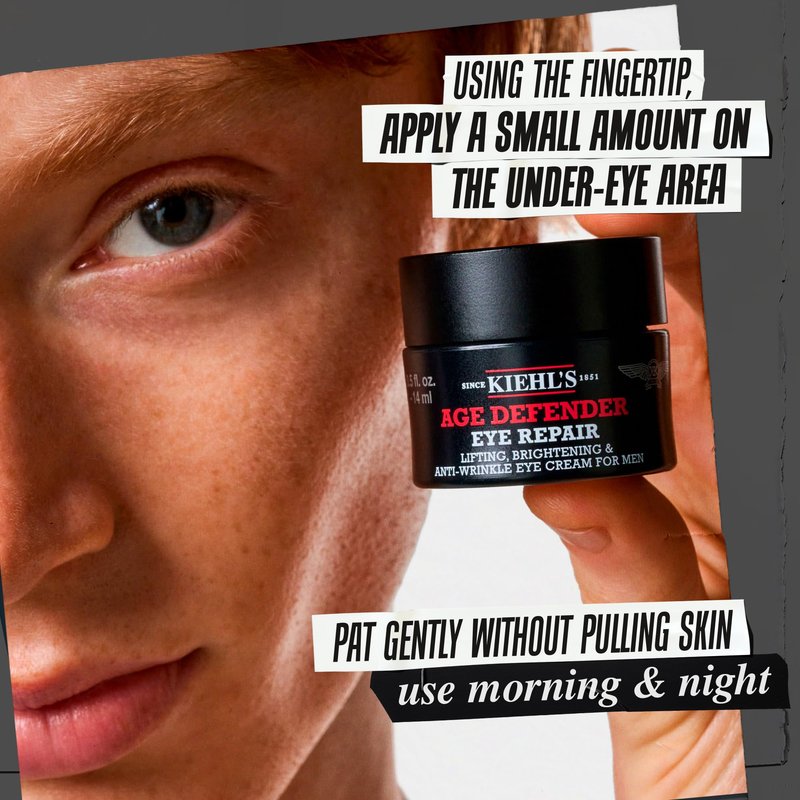 Kiehl's Age Defender Eye Repair, Anti-Aging Eye Cream for Men, Lift, Firm and Visibly Reduce Dark Circles and Crow’s Feet, Instantly Brightens, Paraben-free, Fragrance-free - 0.5 fl oz