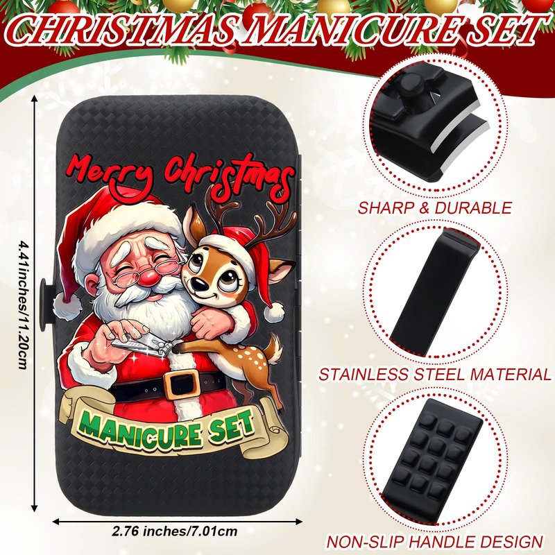 6 Sets Funny Christmas Manicure Sets Bulk Christmas Stocking Stuffers Nail Clipper Kit Funny Xmas Gifts for Men Woman Husband Boyfriend Parent Xmas Party Supplies