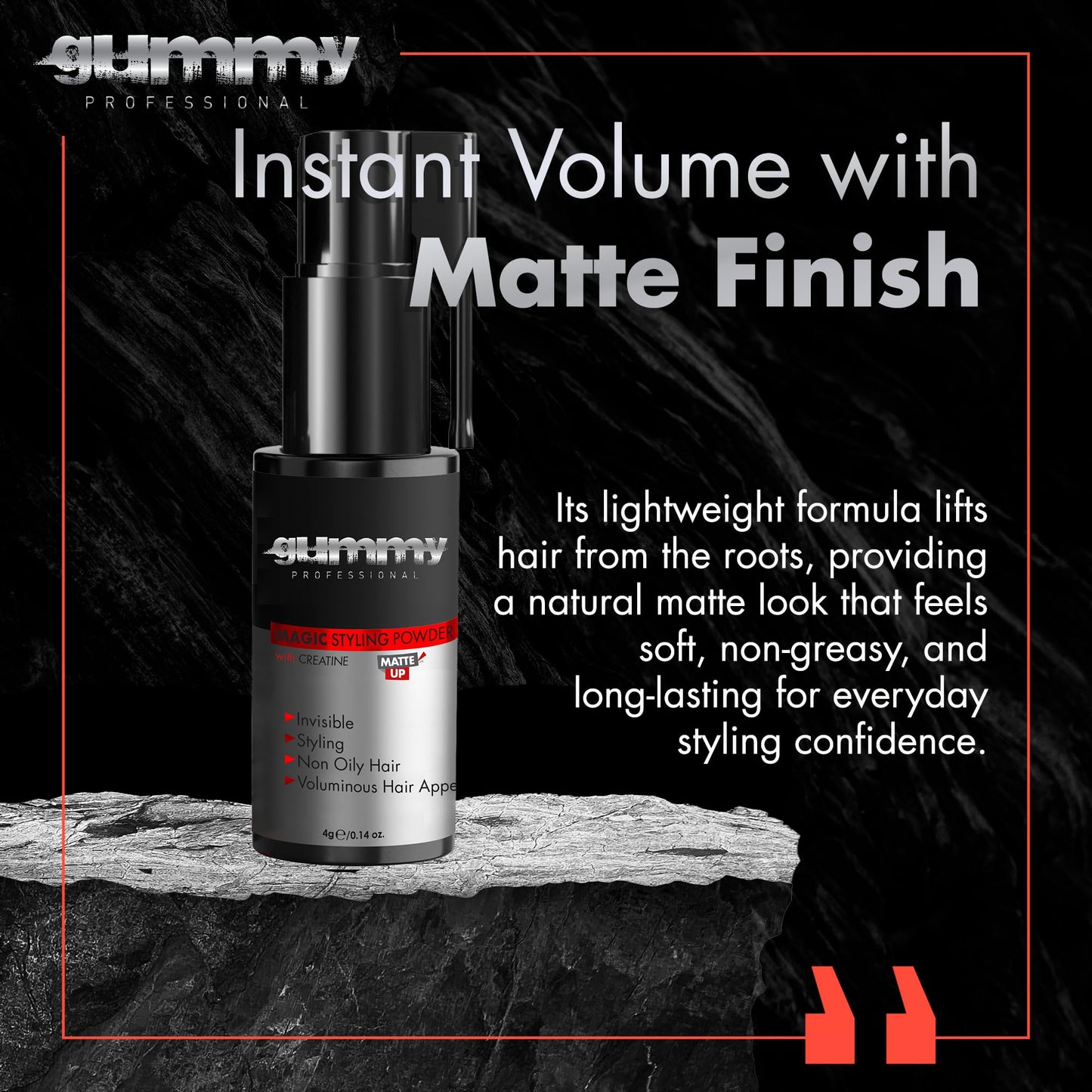 Gummy Professional Magic Styling Powder with Creatine – Texture Powder for Instant Volume – Matte Finish Texturizing Styling Dust – Root Lifting and Thickening Hair Volumizer for Men and Women – 4 g