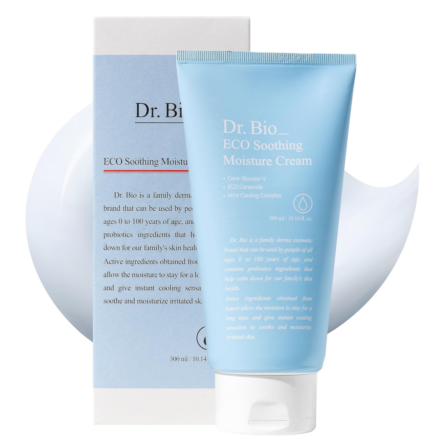 Dr.Bio Eco Soothing Moisture Cream, Moisturizer with Probiotics for Sensitive Skin & Dry Skin, Hydration and Soothing Relief for Face and Body, Cooling Immediately, Lightweight, Korean Skin Care