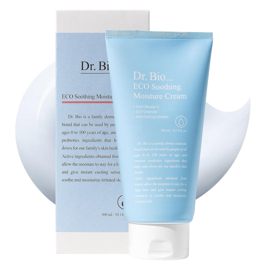 Dr.Bio Eco Soothing Moisture Cream, Moisturizer with Probiotics for Sensitive Skin & Dry Skin, Hydration and Soothing Relief for Face and Body, Cooling Immediately, Lightweight, Korean Skin Care