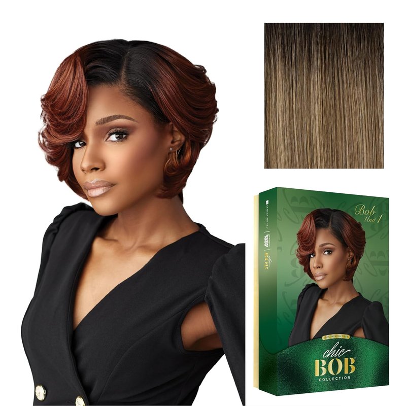 Chicbob Lace Front Wig - Face Framing Glueless Bob Unit with 5-Inch Deep Part | Synthetic Pre-Plucked Hairline