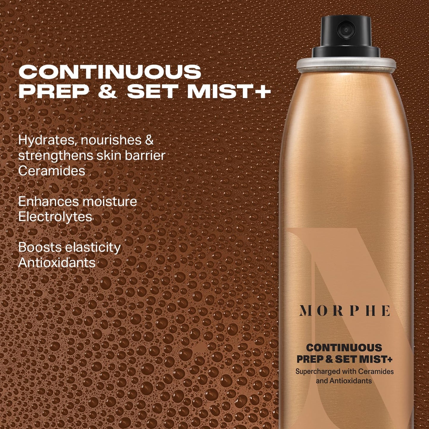 Morphe Continuous Prep & Set Setting Spray - Hydrating Makeup & Skin Prep Spray with Ceramides | 2.8 oz