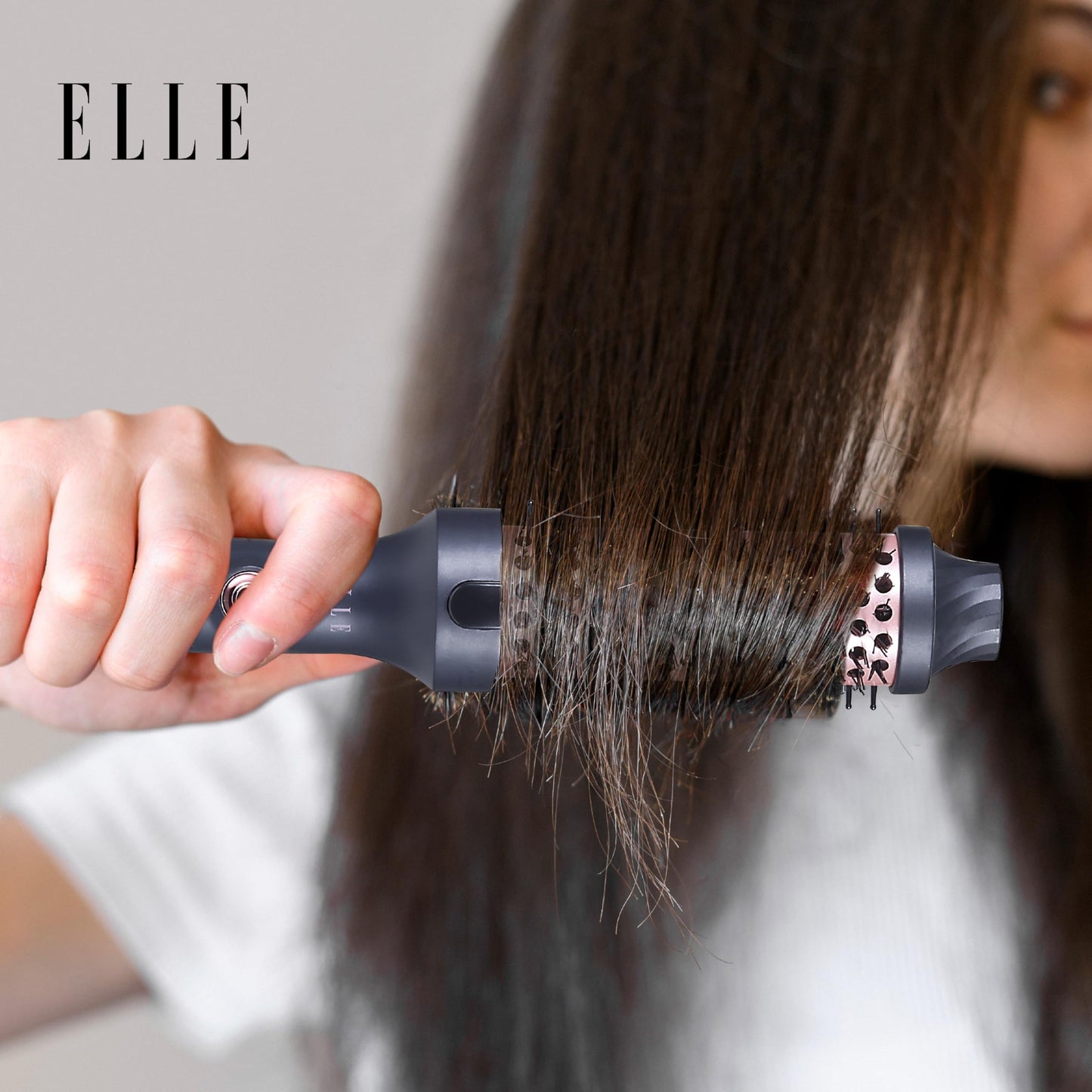 Elle - Infrared Heated Round Brush, Gentle Heat Effortless Volume and Shine (Black)