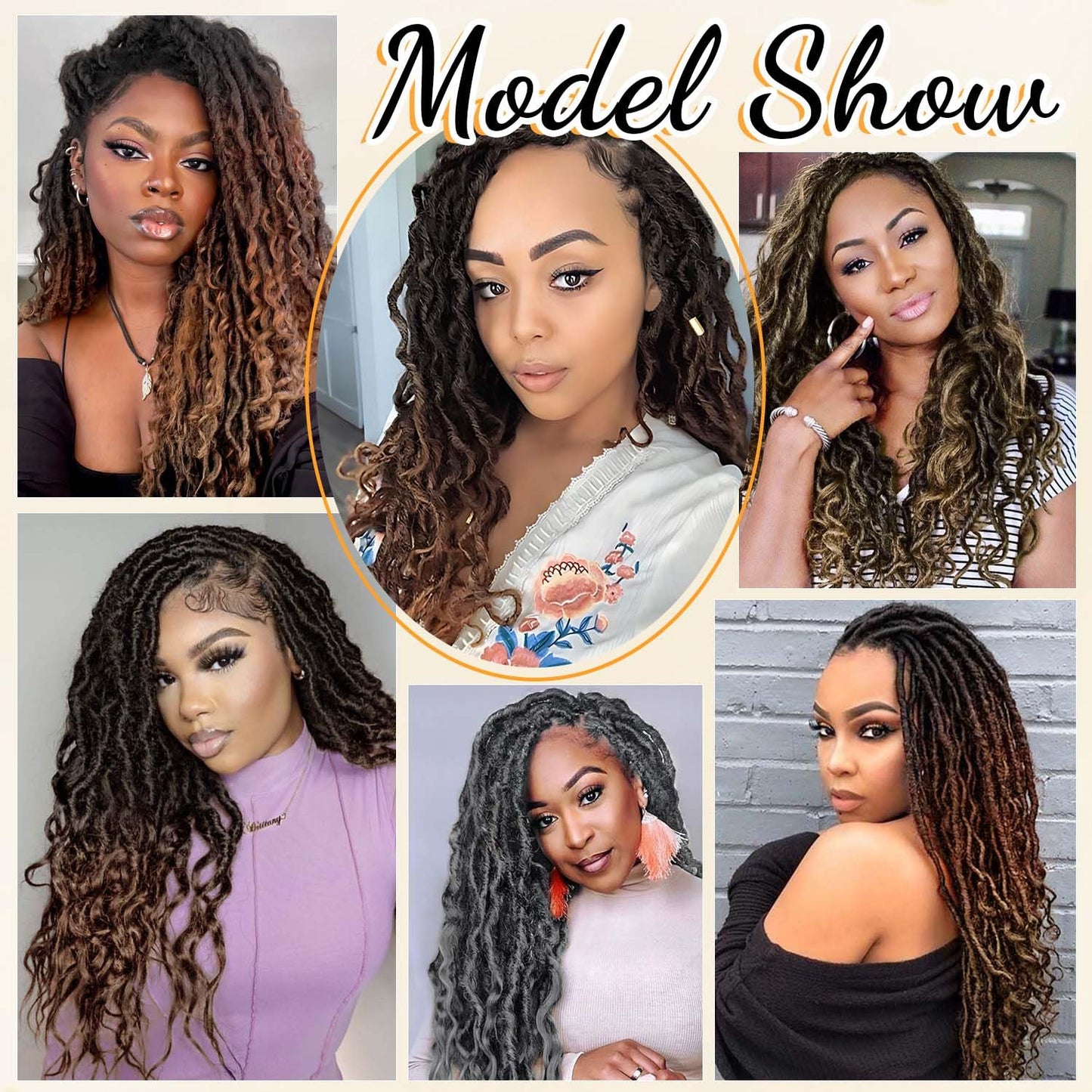 6Pcs Dreadlocks Crochet Hair Extensions, 20" Goddess Locs Braids(1B/30#)