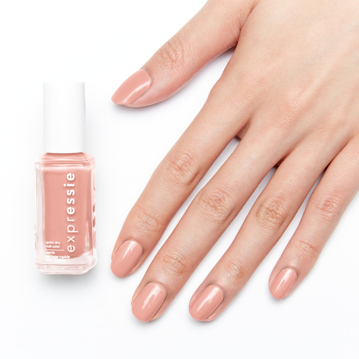 essie expressie Quick-Dry Vegan Nail Polish, Crop Top and Roll, Pink Beige, 0.33 Ounce