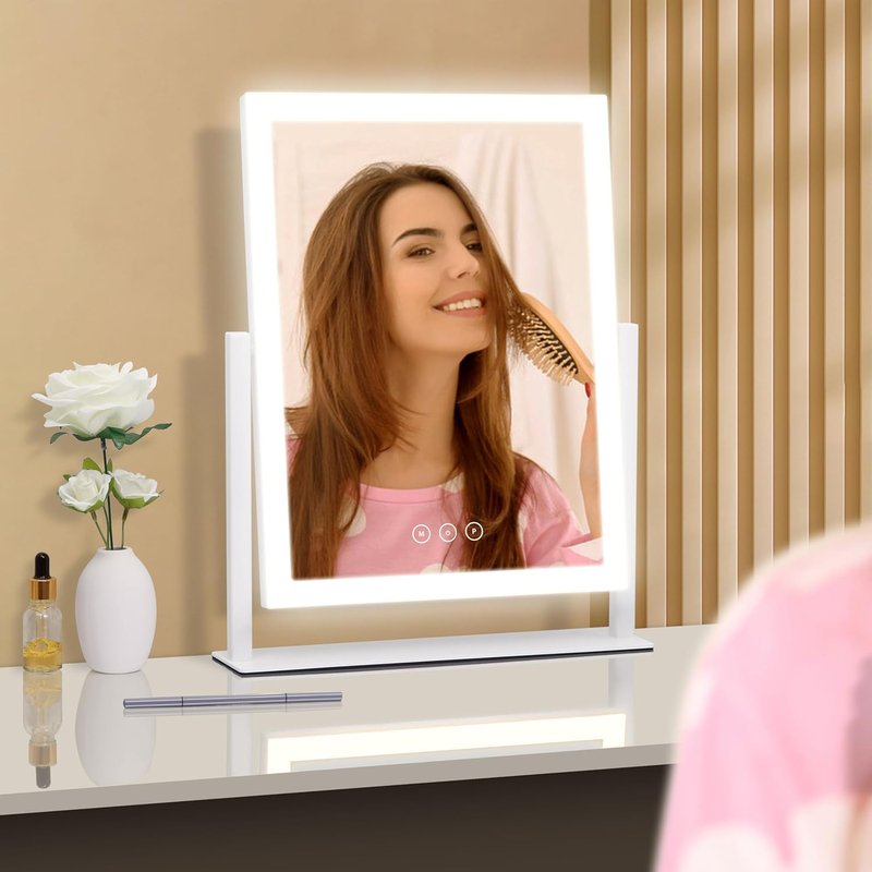 Lighted Vanity Mirror - Makeup Mirror with Dimmable Lights & 3 Color Modes | 16.7" x 13.2" for Dressing Room & Tabletop