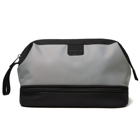 Aberlite Traveler Toiletry Bag for Men - Water Resistant Traveling Dopp Kit - Travel Pouches Organizer - Travel Bathroom Bag (Grey) (Medium Size - 5.3 Liters)
