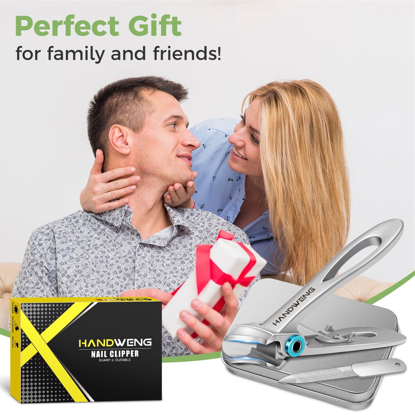 2026 Slanted Nail Clippers for Men Thick Toenails, Toe Nail Clippers for Thick Nails for Seniors, Ingrown Toenail Clippers with Wide Jaw Opening, Heavy Duty Fingernail Clippers Adult Nail Cutter