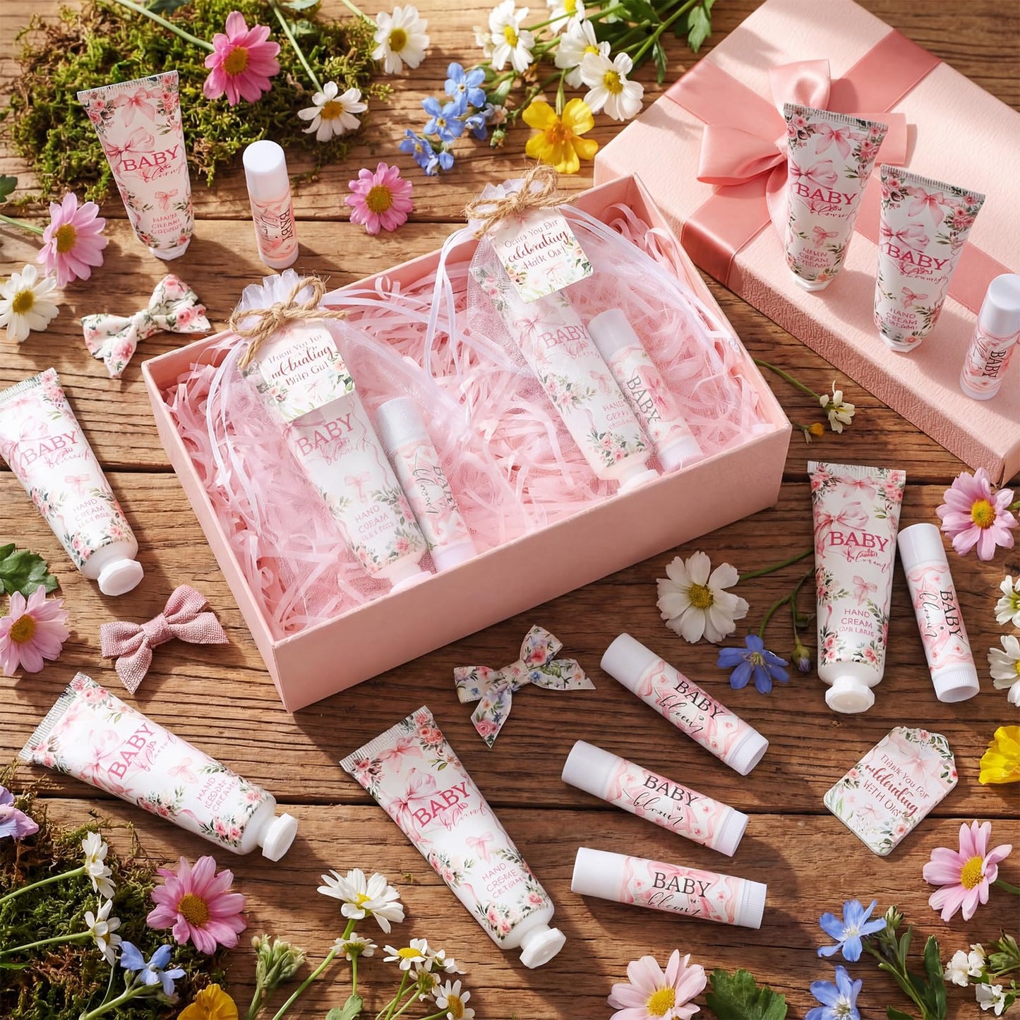 24 Sets Baby It's Cold Outside Baby Shower Hand Creams and Pink Hot Cocoa Lip Balms Gift Sets Winter Wonderland Christmas Party Favors Travel Size Hot Cocoa Bridal Shower Party Supplies for Guests