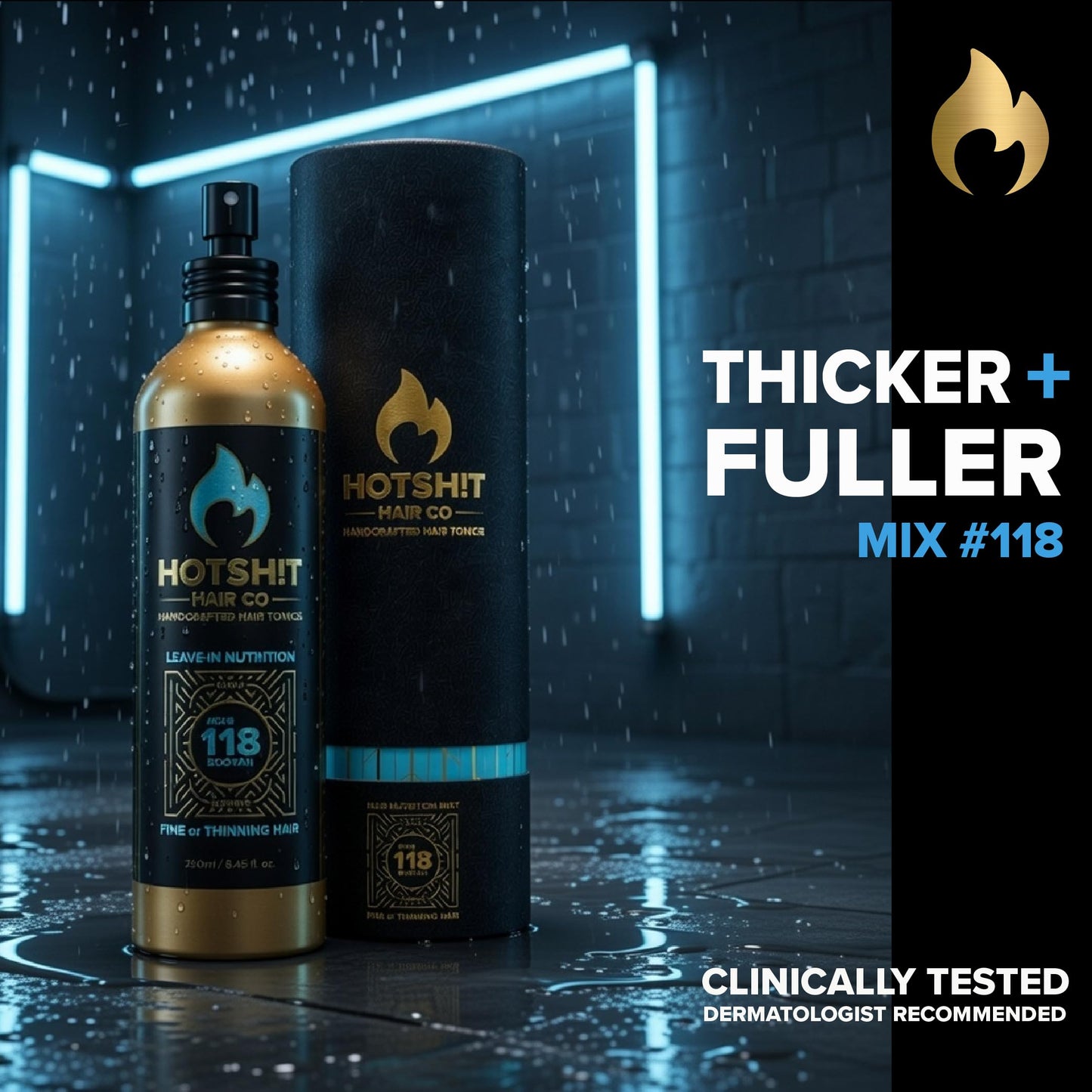 HOTSH!T HAIR CO Premium Hair Growth Spray for Thicker & Fuller Hair. Concentrated and Natural Cedar Caffeine Rosemary. Artisan blended for Men & Women. Alcohol & Fragrance Free.