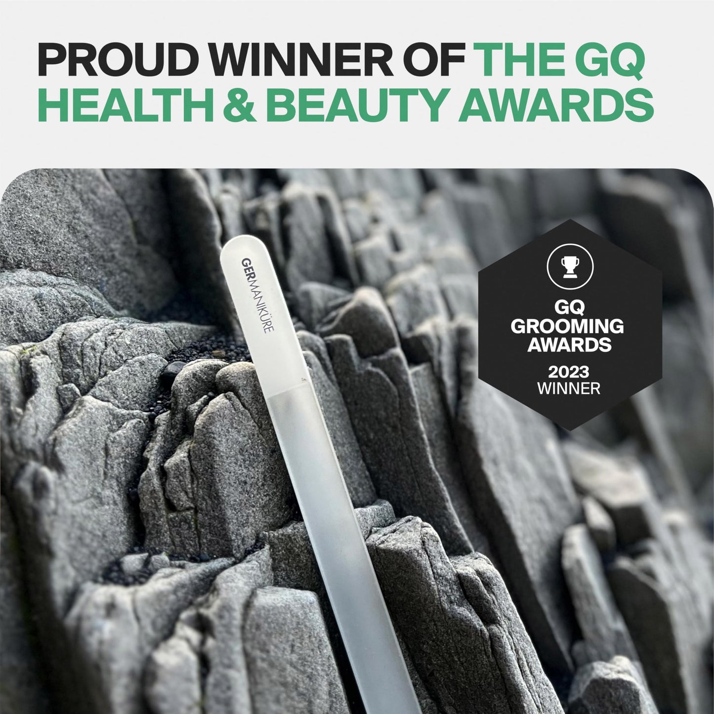 Germanikure Glass Nail File Set - Professional Manicure & Pedicure Kit - Ethically Made in Czech Republic - 2 Pc Grey File Duo