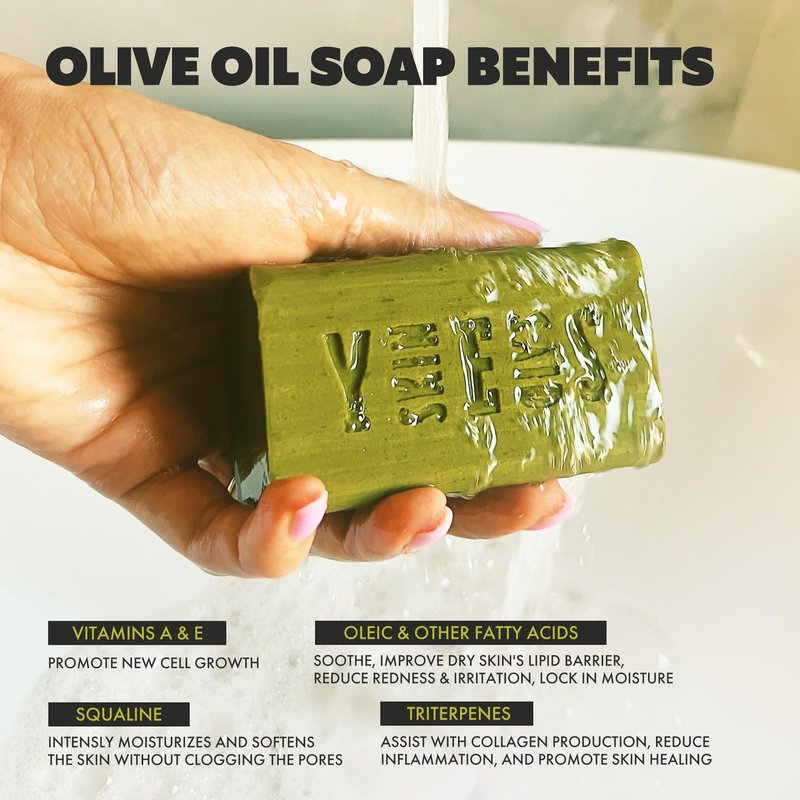 Skin Said Yes Olive Oil Bar Soap 8 Pack | Made in Greece | Pure Oilve Oil Hand Soap | Moisturizing, Nuorishing and Gentle on Skin, Rich in Antioxidants