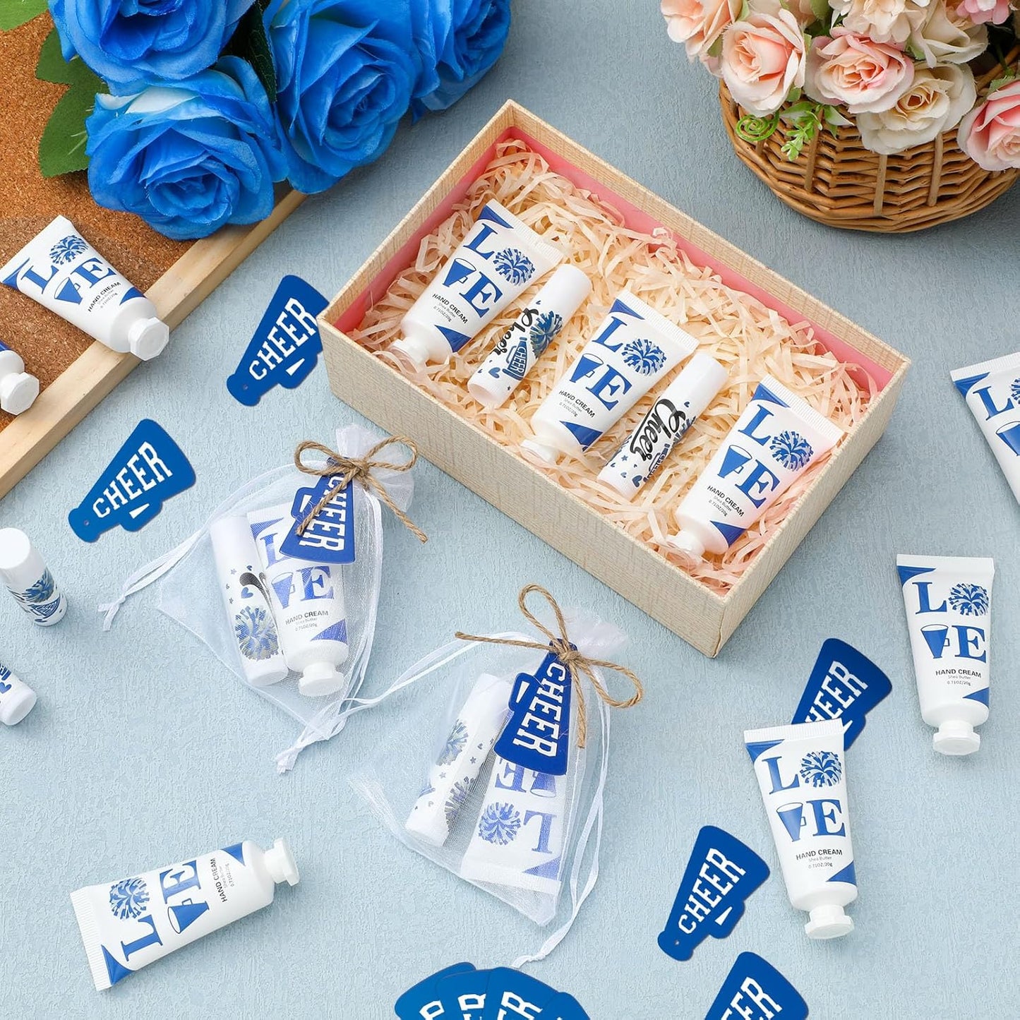 Cheer Lip Balm & Hand Cream Set - 144 Pcs Party Favors | Includes 36 Lip Balms, 36 Hand Creams, Bags & Cards