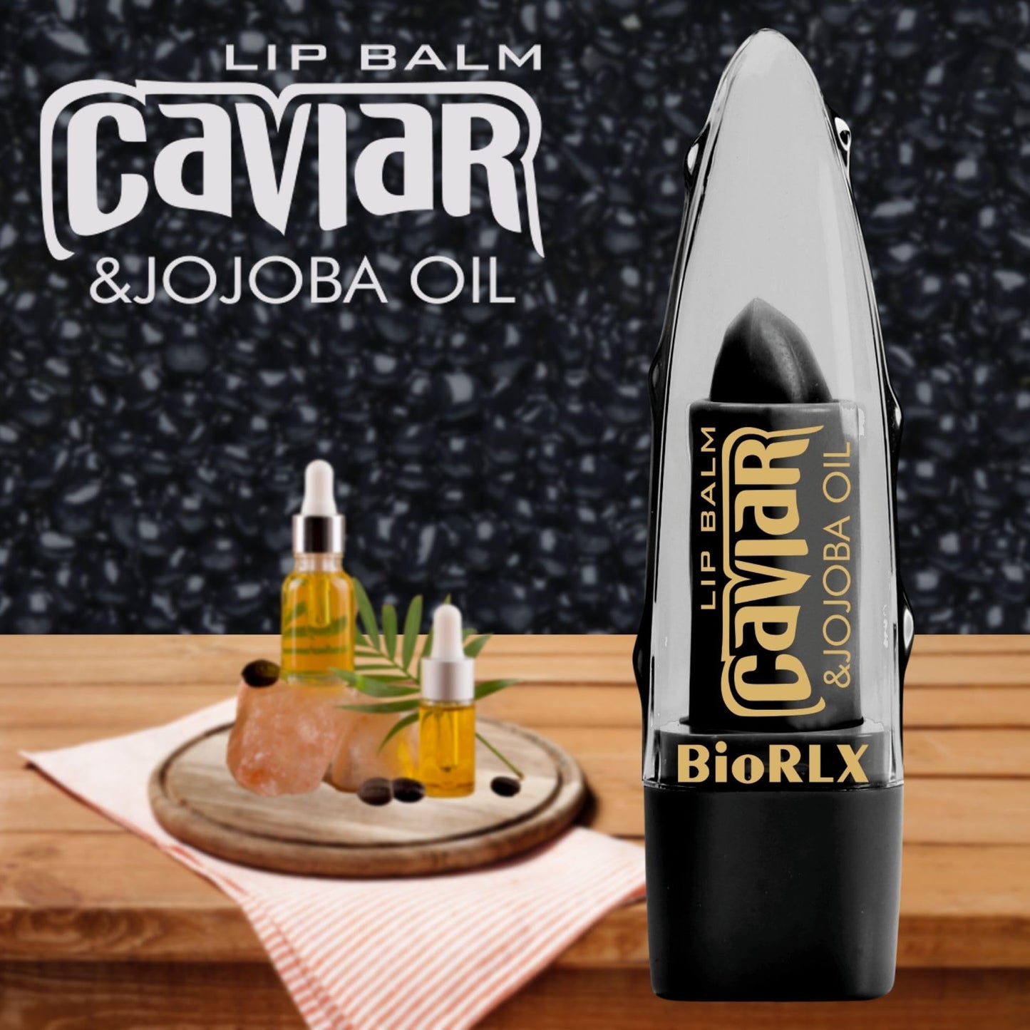 BioRLX Caviar & Jojoba Oil Lip Balm - Luxurious Color-Free Lip Care for Intense Moisture and Smoothness (Caviar & Jojoba, 0.12 Ounce (Pack of 1))
