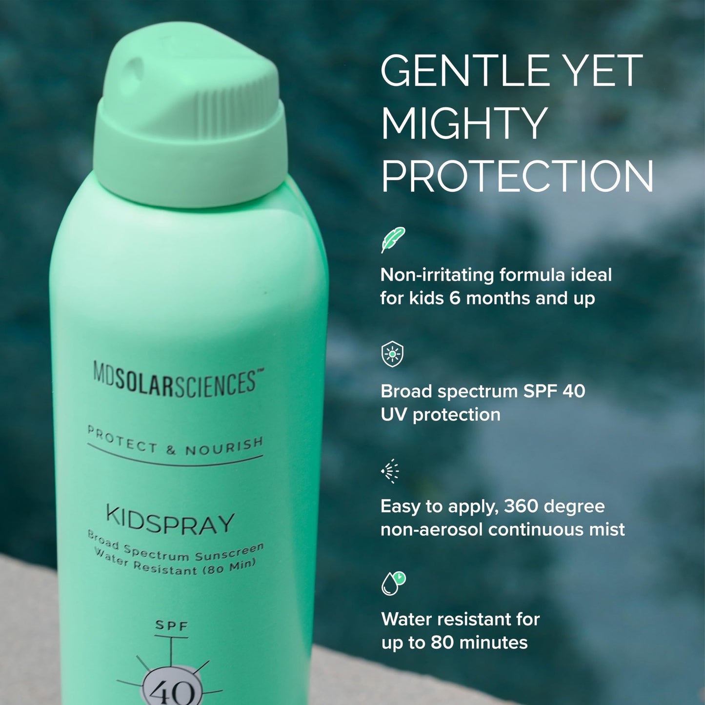 MDSolarSciences KidSpray SPF 40 | Water-Resistant Kids Sunscreen Spray | Vitamin C Antioxidant Formula | Non-Aerosol Broad Spectrum Protection | 6 Fl Oz