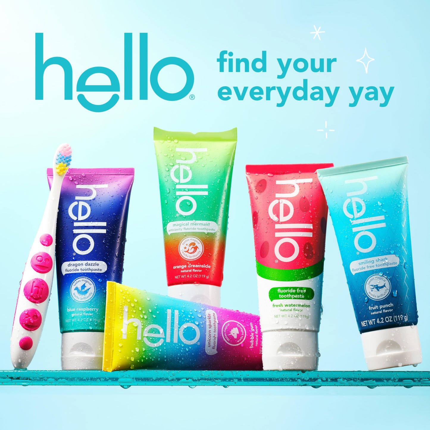 Hello Unicorn Sparkle Kids Toothpaste with Fluoride, Bubble Gum Toothpaste, 4.2 Oz Tube (Pack of 3)