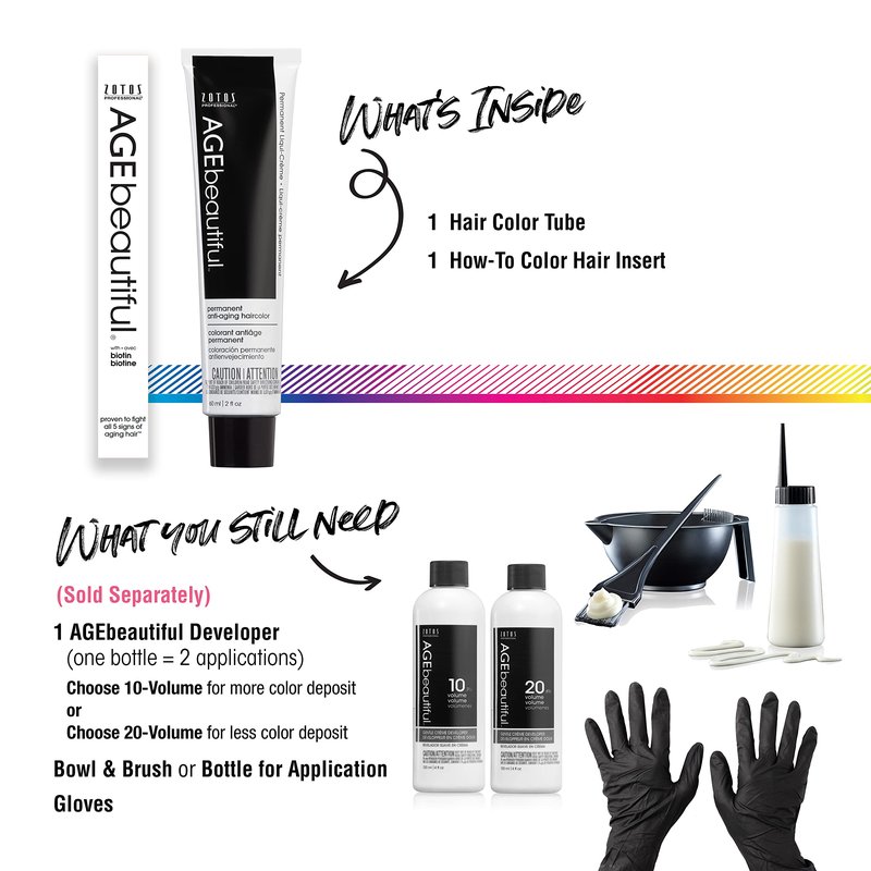 AGE beautiful Permanent Hair Color Dye Liqui Creme | 100% Gray Coverage | Anti-Aging Haircolor | Biotin for Thicker, Fuller Hair | Professional Salon Coloring | Topcoat Toner Silver Ash Blonde