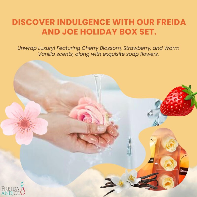 Fine Fragrance Body Mist & Body Splash Gift Set – Luxury Self-Care Combo for Women and Girls (Cherry Blossom, Strawberry, Warm Vanilla, Rose Soap) – Mother's Day Gift for Mom