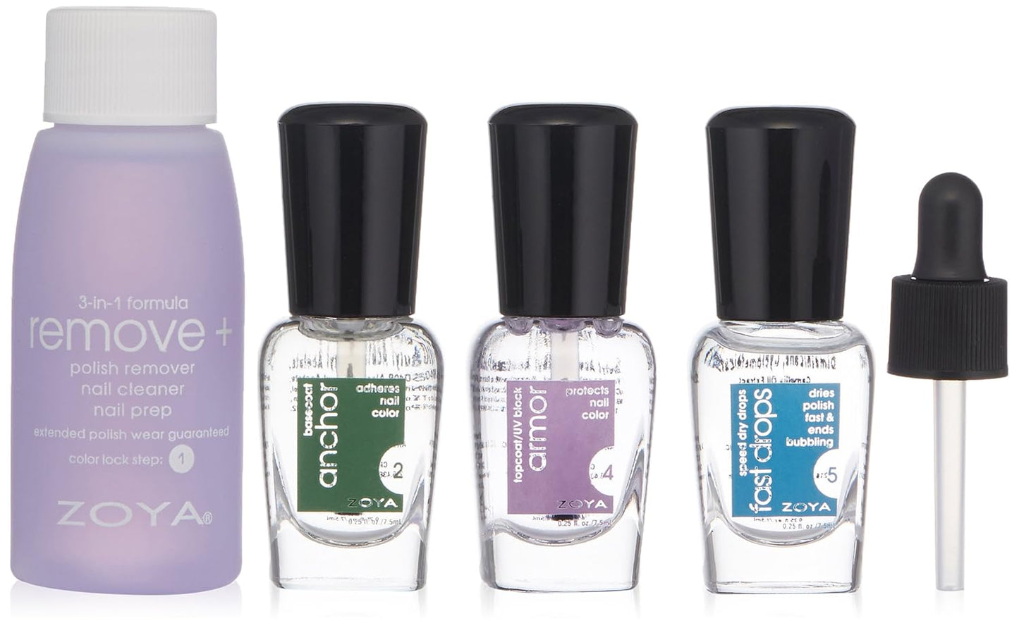 Zoya Mini Color Lock System Manicure Kit - Clear 4-Piece Set for Long-Lasting Nails