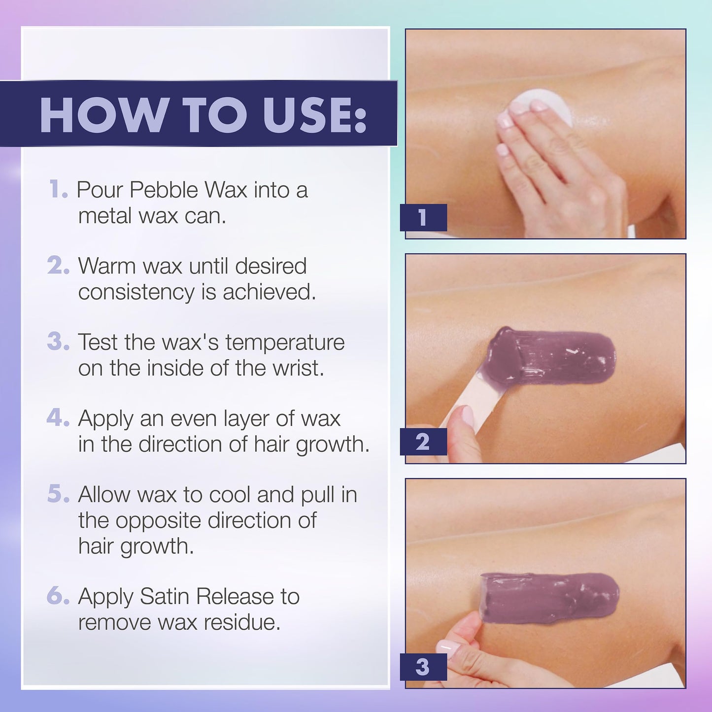 Satin Smooth Pebble Amethyst Crystal Hard Wax Beads – Professional Hair Removal for Sensitive Skin, Strip-Free Formula for Face & Body Waxing, 23 oz