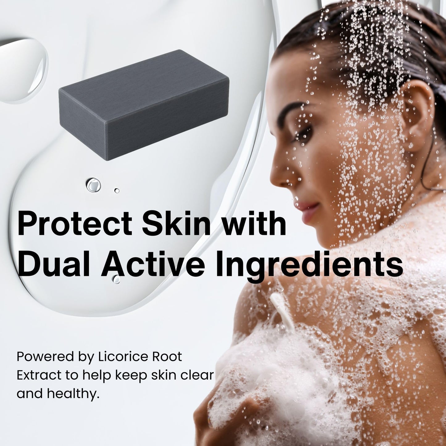 Pelican Soap Charcoal Soap Bar for Acne-Prone Skin, Natural Bar Soap for Sensitive Skin & Pore Cleansing with Papaya Enzyme, Black Soap Bar for Men & Women Made in Japan 4.8 Oz, 4 Count, FOR BACK