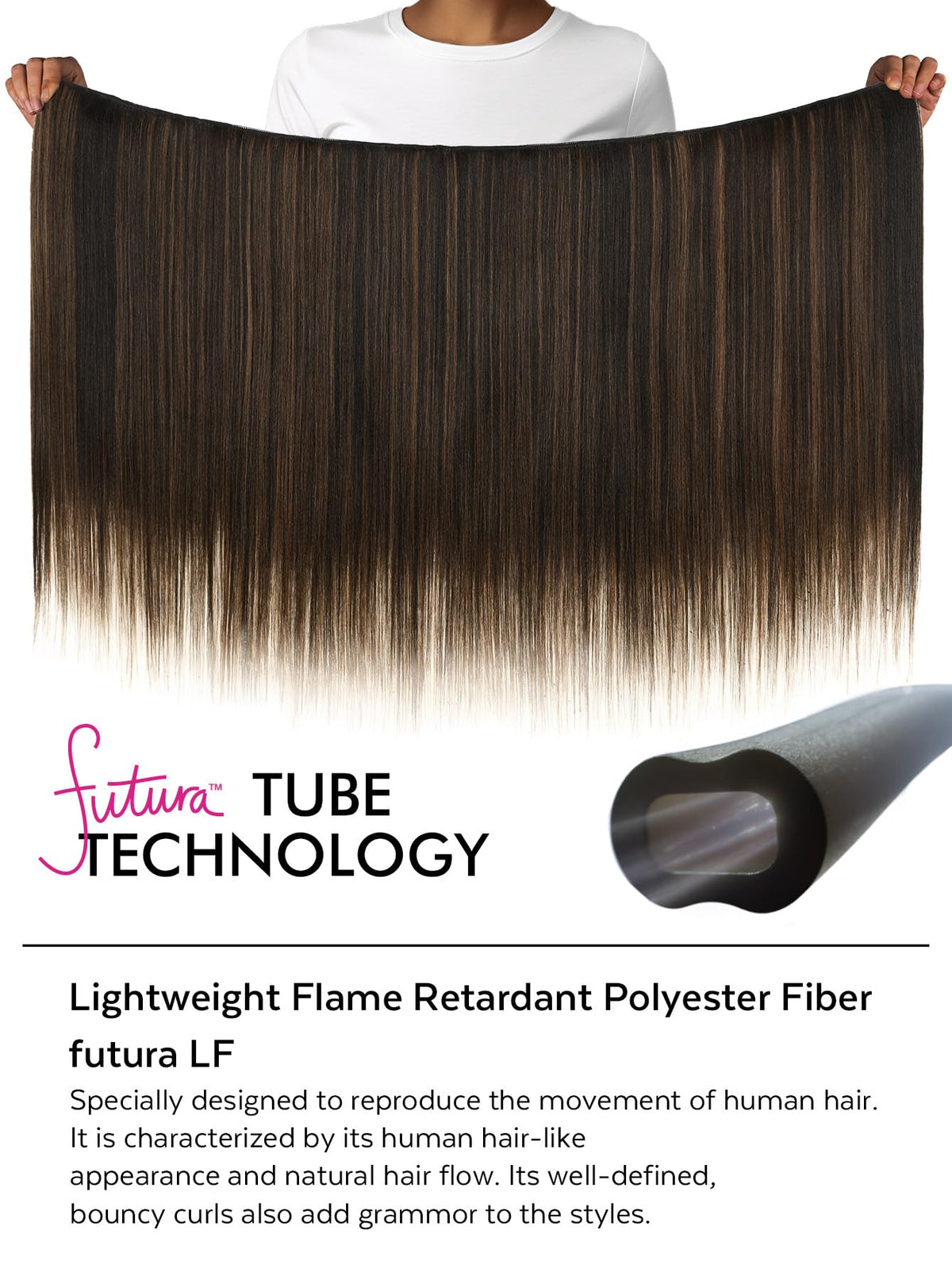 HANNE Sew in Hair Extensions 3 Bundles 18 20 22 Inch 4-Layer Craftsmanship 100% Japanese Futura Fiber Straight Bundles Synthetic Quick Weave Hair Bundles（1B/30）