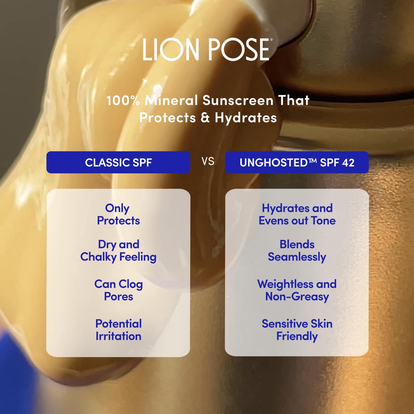Lion Pose Tinted Mineral Sunscreen SPF 42, Reef Safe Face & Body Lotion